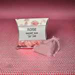 Front view of ROSE fragrance sachet bag for wardrobe and drawer with floral pattern