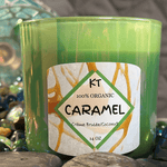 CARAMEL soy candle with a rich crème brûlée scent, infused with coconut and vanilla