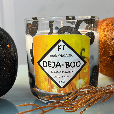 DEJA BOO limited edition soy wax candle with a gourmet, luxurious scent
